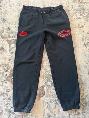 Nike stranger things Black Sweatpants with Red Hawkins Phys. Ed. & Nike Swoosh